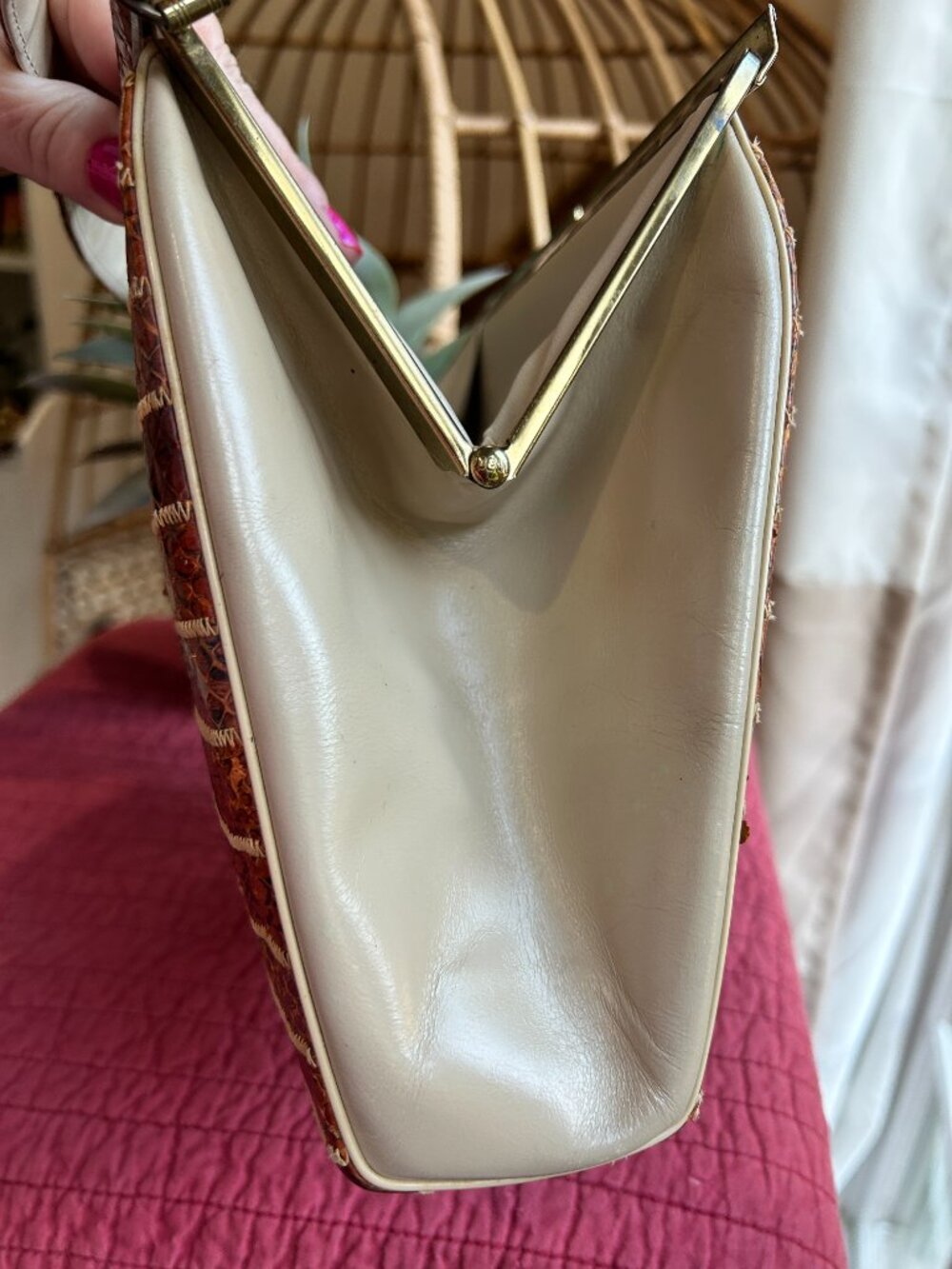 Vintage snake and lizard skin handbag (late 60's style) - Picture 8 of 14